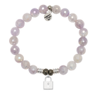 Mauve Jade Gemstone Bracelet with Unbreakable Friendship Sterling Silver Charm