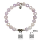 Mauve Jade Gemstone Bracelet with Unbreakable Sterling Silver Charm
