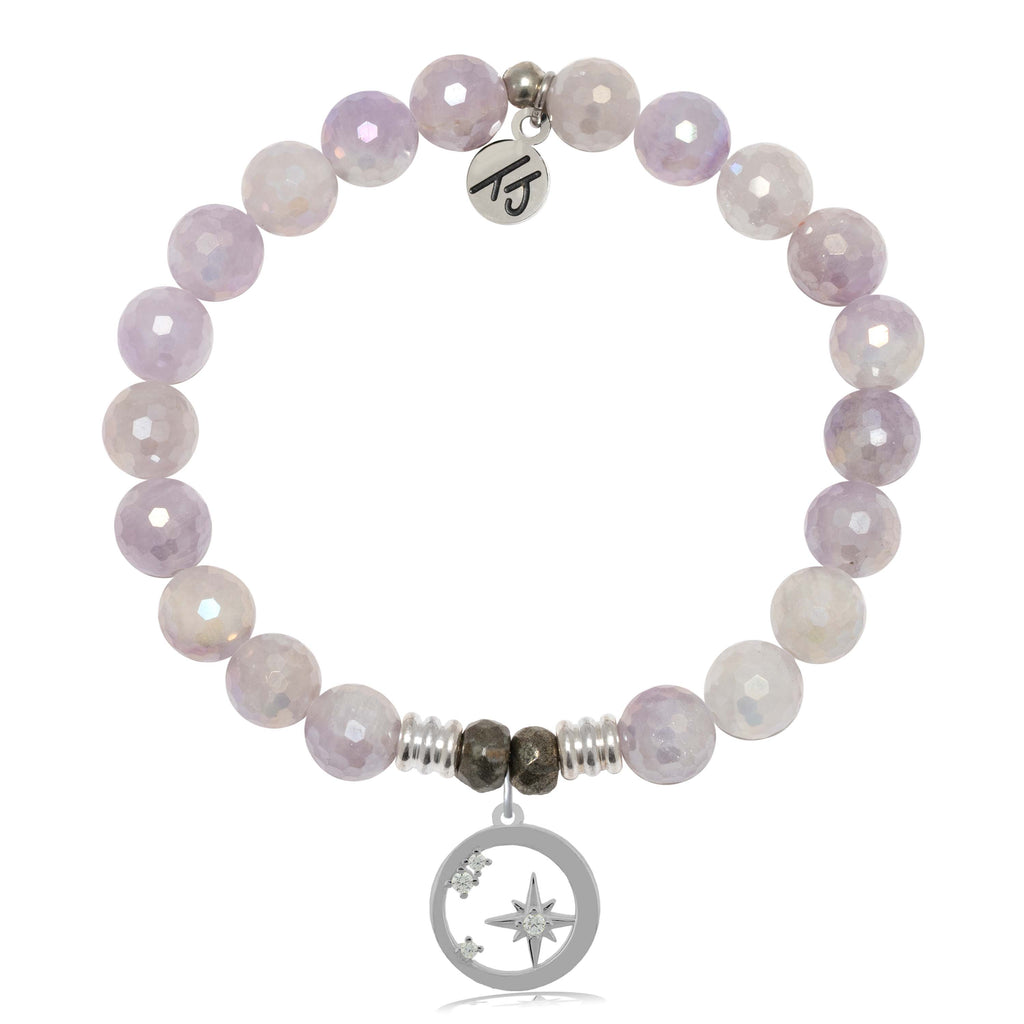 Mauve Jade Gemstone Bracelet with What is Meant to Be Sterling Silver Charm
