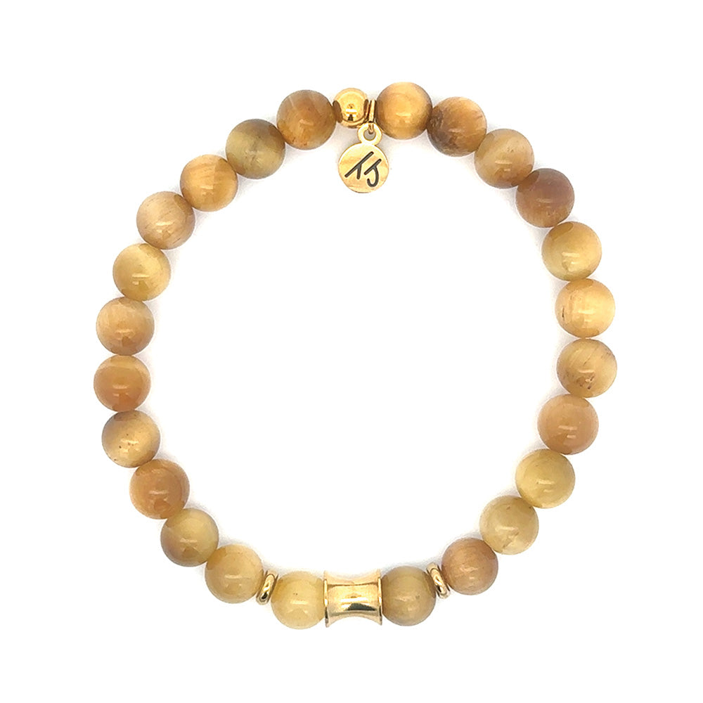 Men's Noble Stone Bracelet Collection- Classic Gold & Gold Tiger’s Eye Gemstone Bracelet