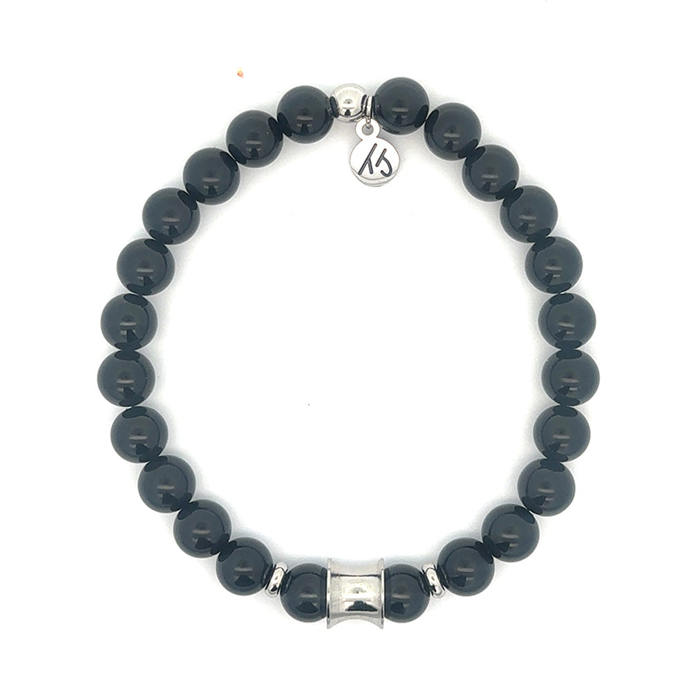 Men's Noble Stone Bracelet Collection- Classic Stainless Steel & Onyx Gemstone Bracelet