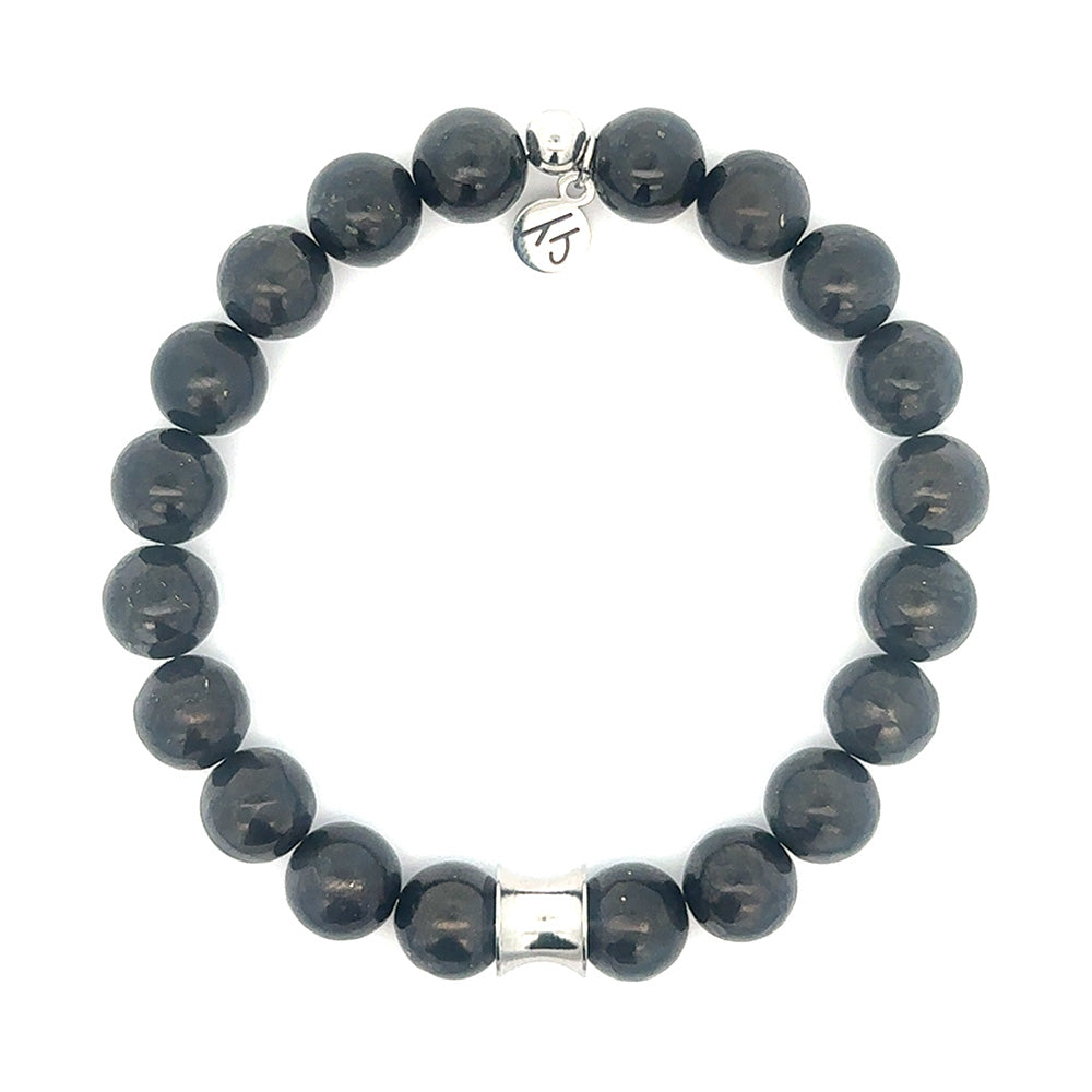 Men's Noble Stone Bracelet Collection- Classic Stainless Steel & Shungite Gemstone Bracelet