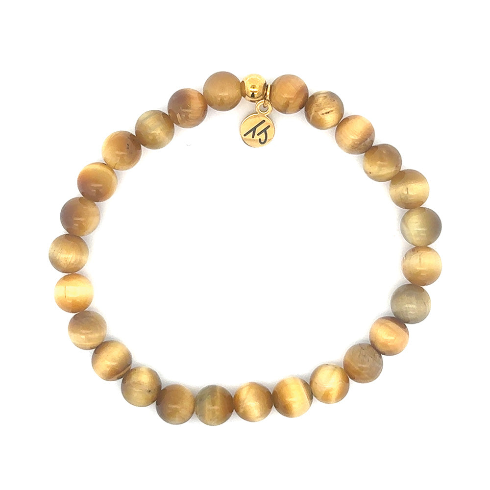 Men's Noble Stone Bracelet Collection- Gold Tiger’s Eye Gemstone Defining Bracelet