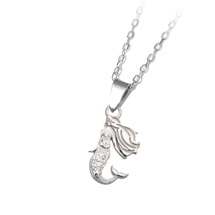 Mermaid Cutout Silver Charm Necklace