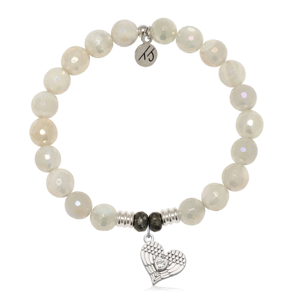 Moonstone Gemstone Bracelet with Angel Love Sterling Silver Charm