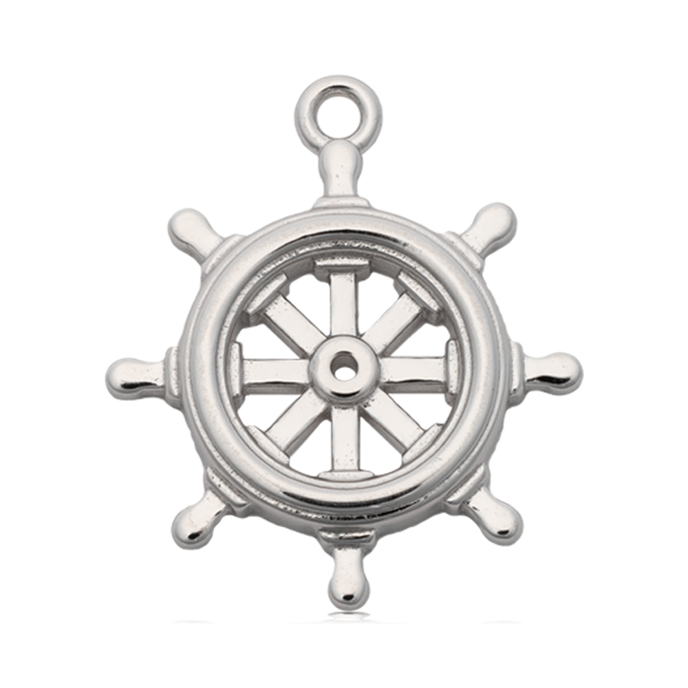 Moonstone Gemstone Bracelet with Captain Wheel Sterling Silver Charm