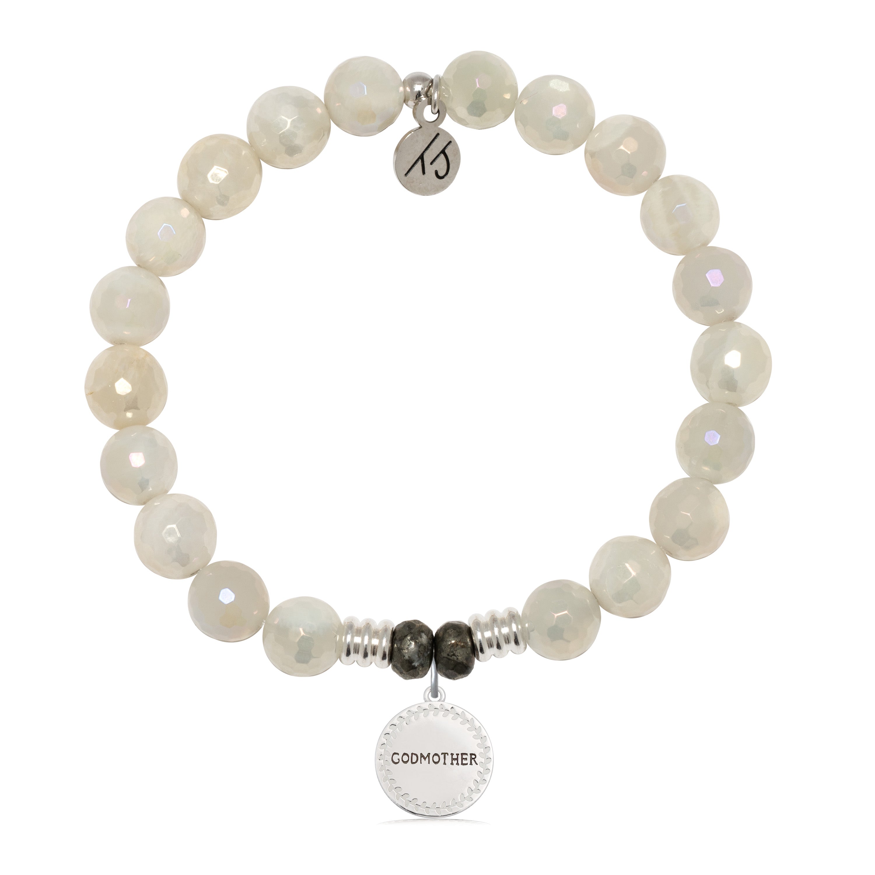 Moonstone Gemstone Bracelet with Endless Love Godmother Sterling Silver Charm