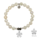 Moonstone Gemstone Bracelet with Forget Me Not Sterling Silver Charm