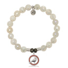 Moonstone Gemstone Bracelet with Garnet Cardinal CZ Sterling Silver Charm