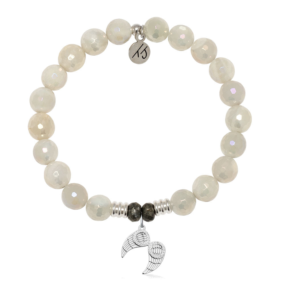 Moonstone Gemstone Bracelet with Infinite Protection Sterling Silver Charm
