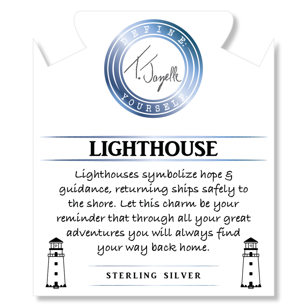 Moonstone Gemstone Bracelet with Lighthouse Sterling Silver Charm