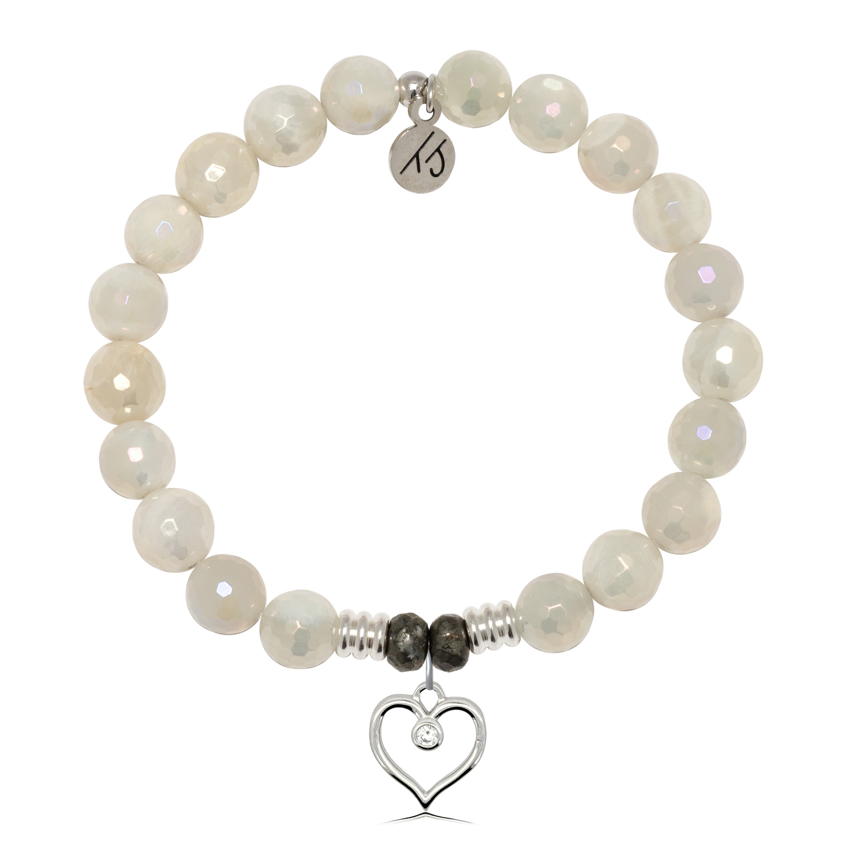 Moonstone Gemstone Bracelet with Love Within Sterling Silver Charm