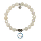 Moonstone Gemstone Bracelet with Serenity Wave Sterling Silver Charm