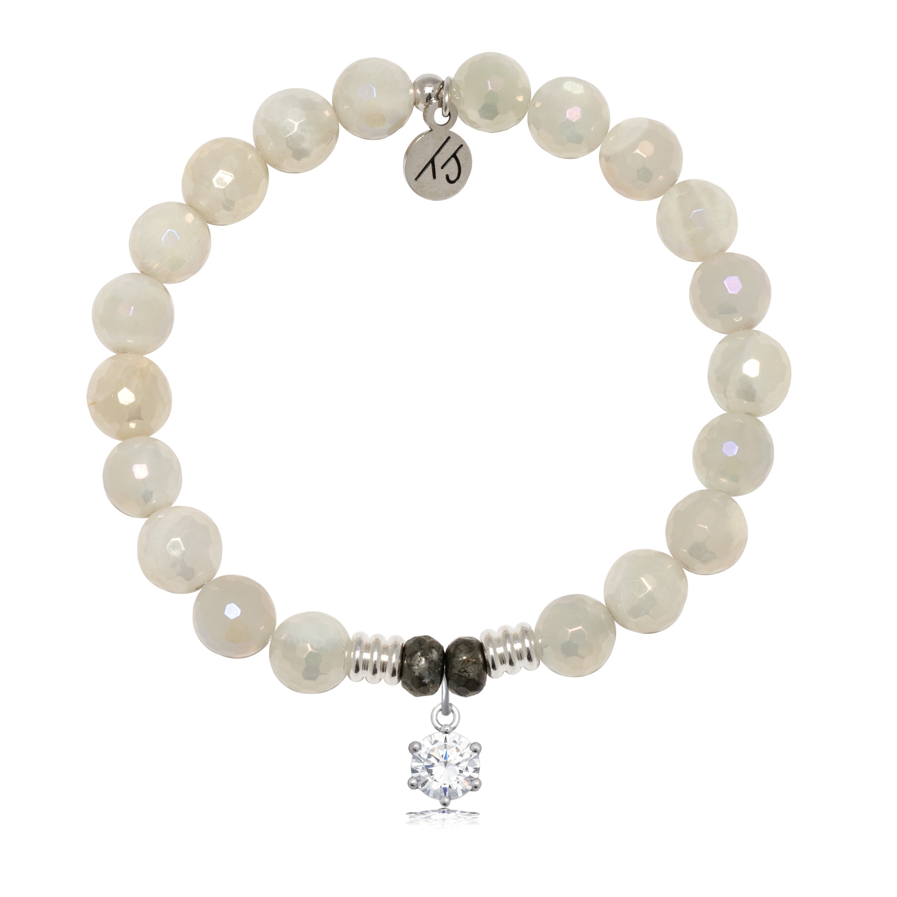 Moonstone Gemstone Bracelet with Shine Like A Diamond Sterling Silver Charm