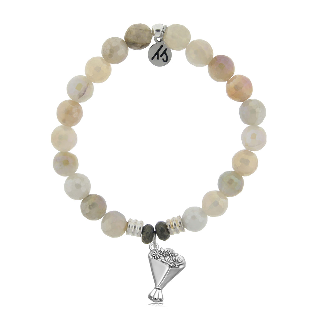 Moonstone Gemstone Bracelet with Thinking of You Sterling Silver Charm