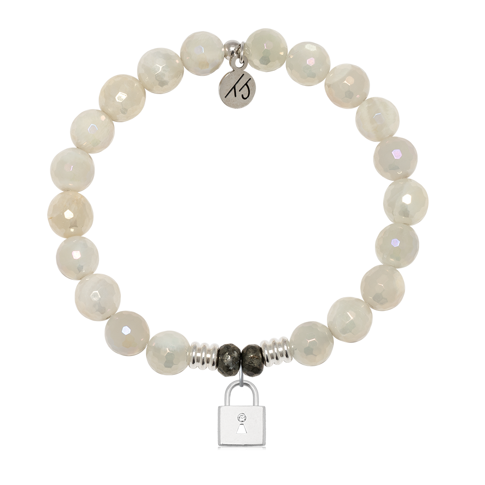 Moonstone Gemstone Bracelet with Unbreakable Friendship Sterling Silver Charm