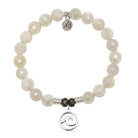 Moonstone Gemstone Bracelet with Wave Cutout Sterling Silver Charm