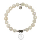 Moonstone Gemstone Bracelet with Waves of Strength Sterling Silver Charm