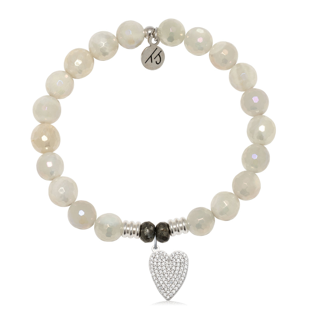 Moonstone Gemstone Bracelet with You Are Loved Sterling Silver Charm