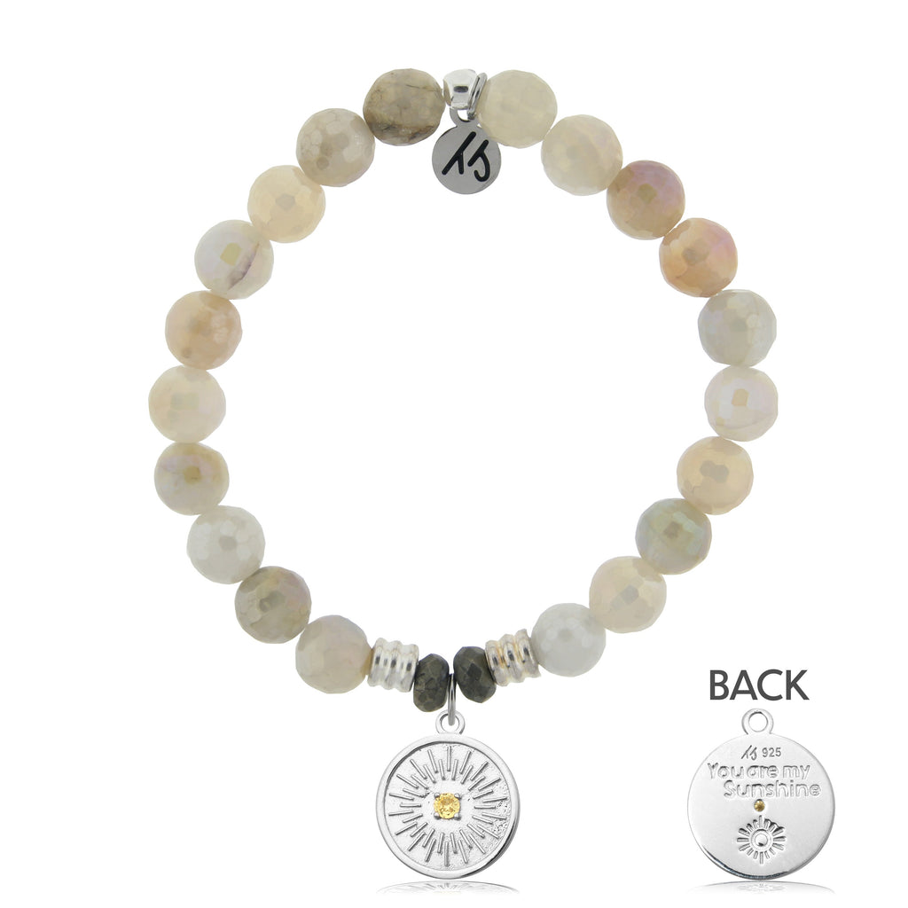 Moonstone Stone Bracelet with You are my Sunshine Sterling Silver Charm