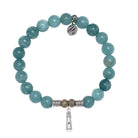 Mountain Blue Jade Gemstone Bracelet with Lighthouse Sterling Silver Charm