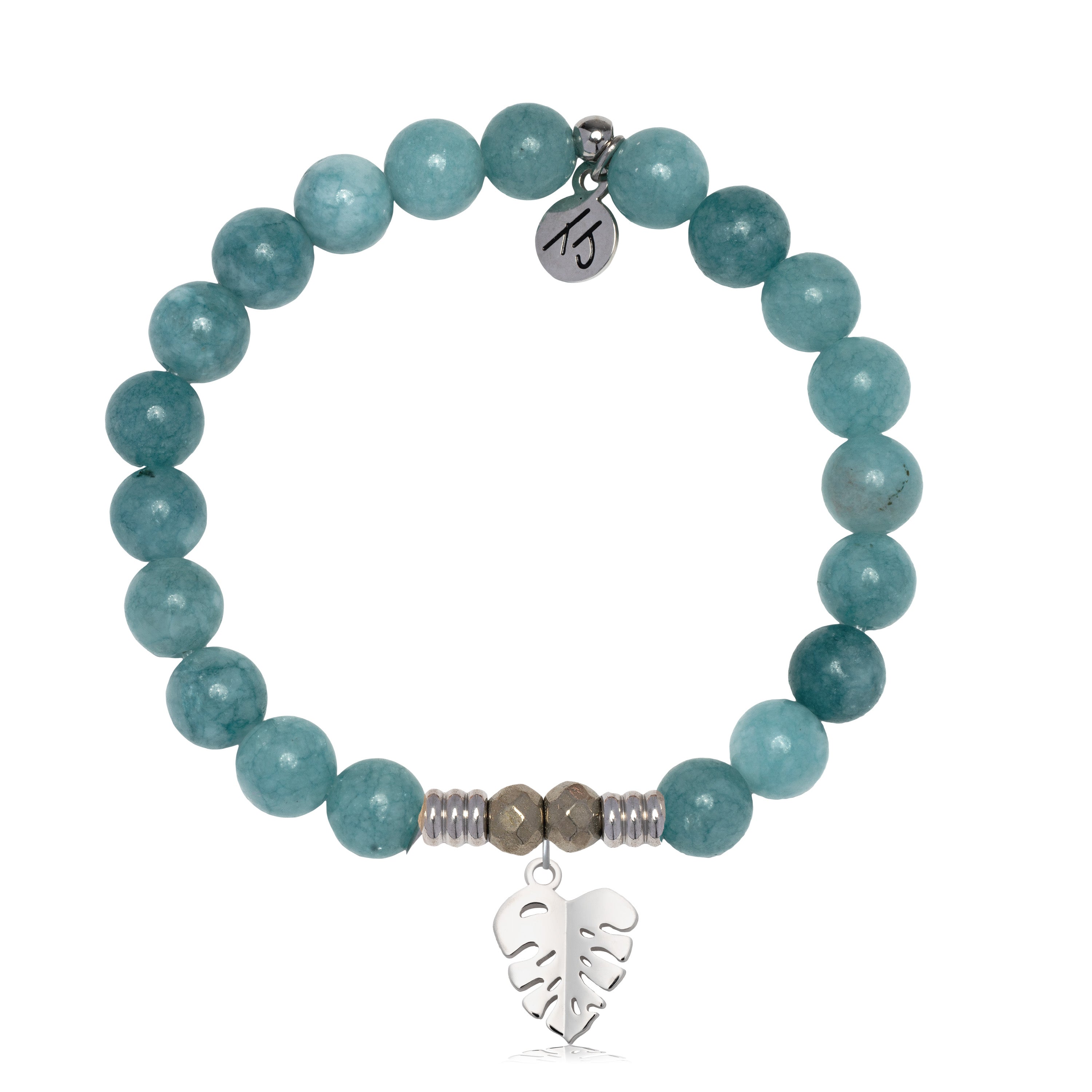 Mountain Blue Jade Gemstone Bracelet with Paradise Sterling Silver Charm