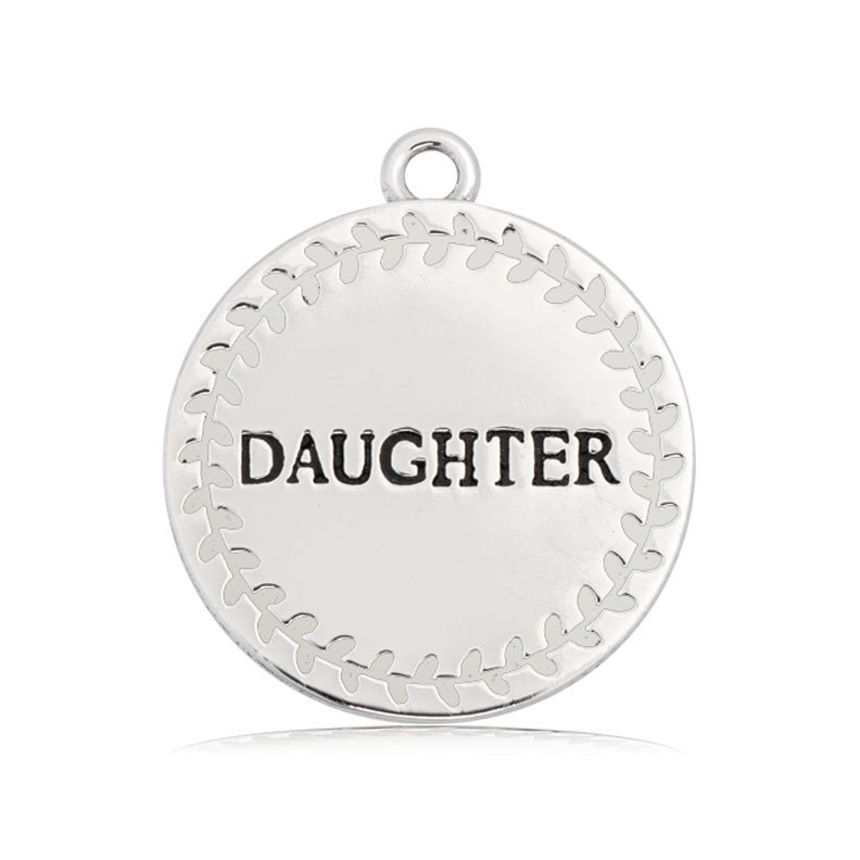 Mountain Jade Gemstone Bracelet with Endless Love Daughter Sterling Silver Charm