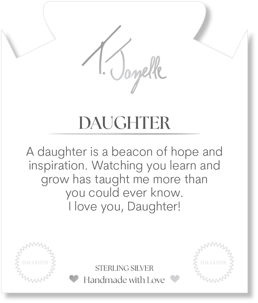 Mountain Jade Gemstone Bracelet with Endless Love Daughter Sterling Silver Charm