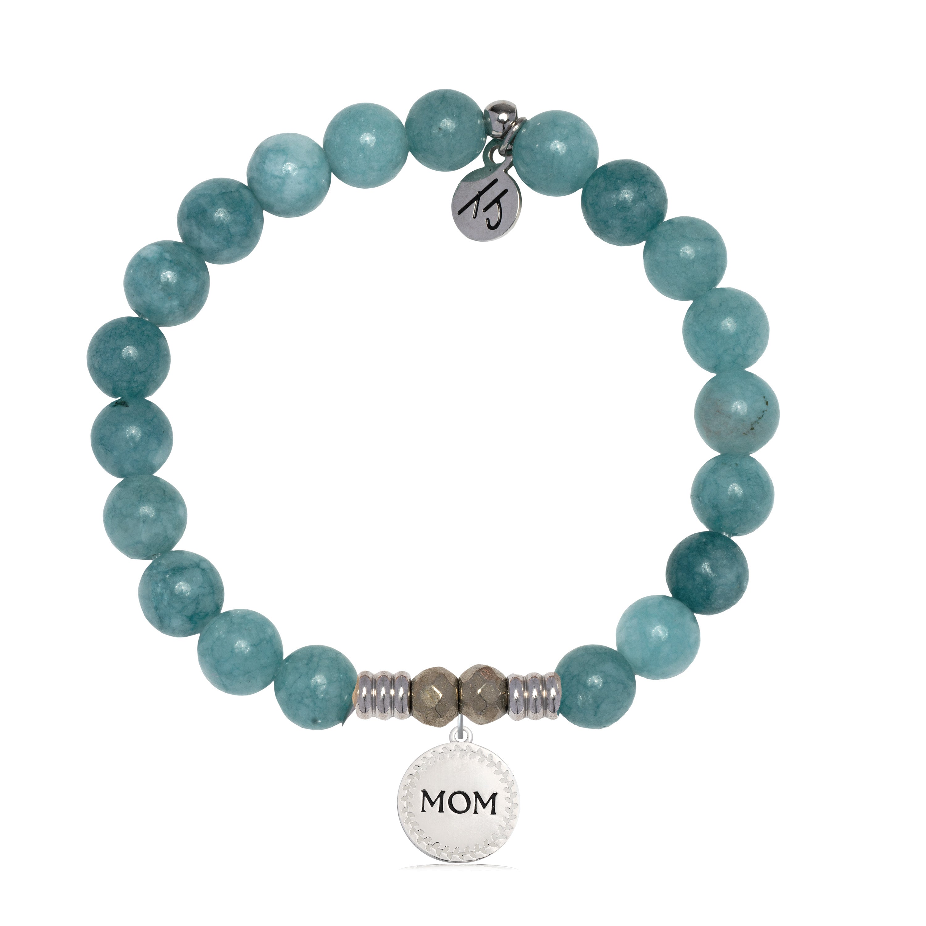 Mountain Jade Gemstone Bracelet with Endless Love Mom Sterling Silver Charm
