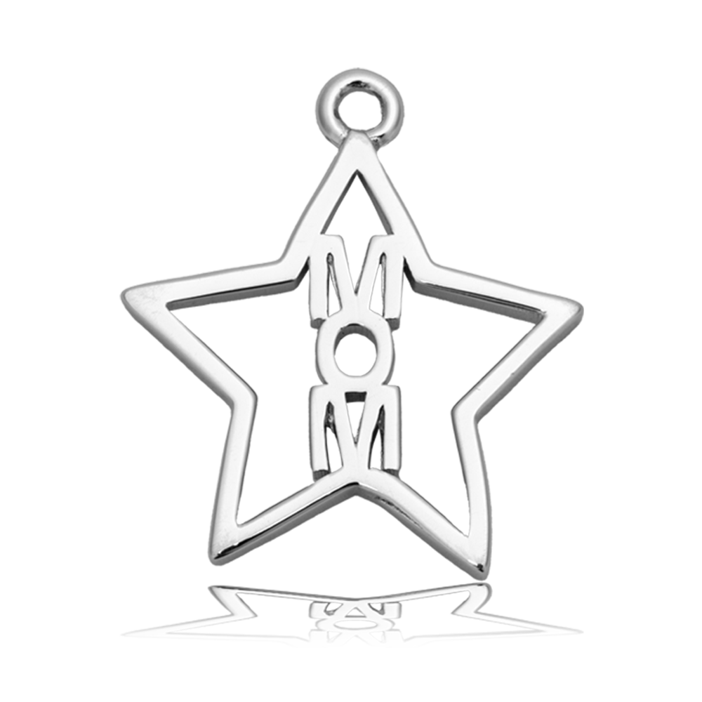 Mountain Jade Gemstone Bracelet with Mom Star Sterling Silver Charm