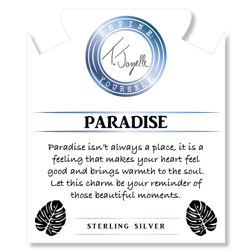 Multi Blue Jade Gemstone Bracelet with Paradise Sterling Silver Charm