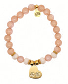 National Dog Day Exclusive with Gold Plated Sterling Silver Paws of Love Charm & Peach Cats Eye Gemstone Bracelet