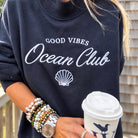 Navy Ocean Club Mock-Neck Sweatshirt