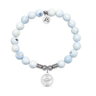 New Beginnings Charm with Light Blue White Agate Gemstone Bracelet