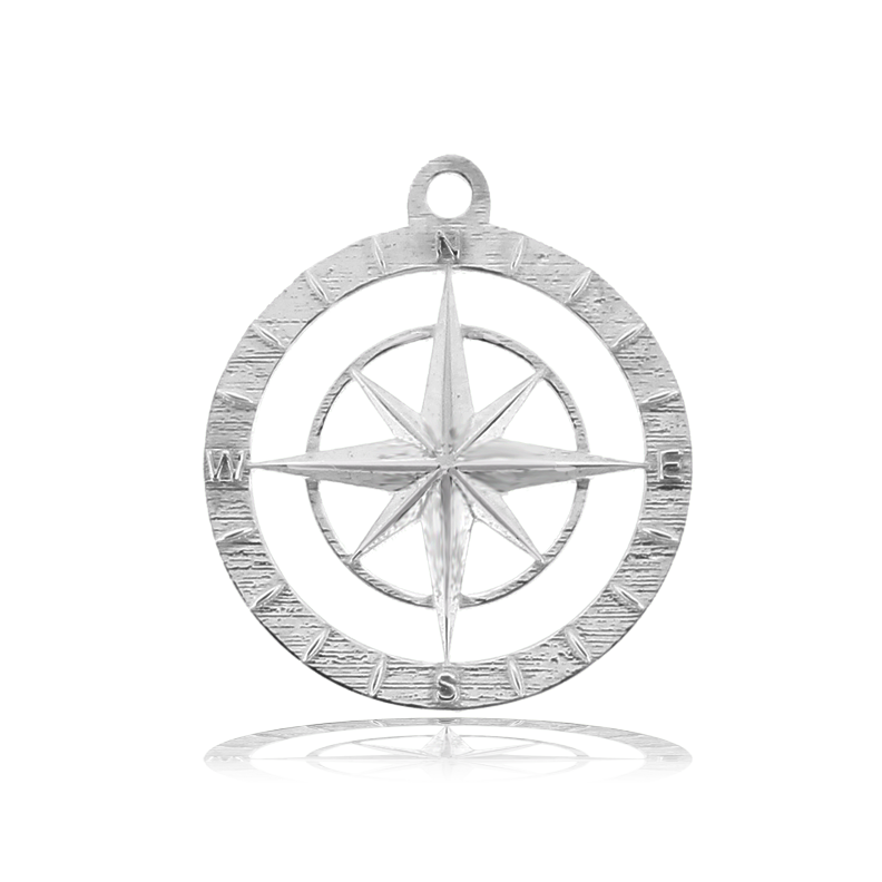 Ocean Jasper Gemstone Bracelet with Compass Rose Sterling Silver Charm