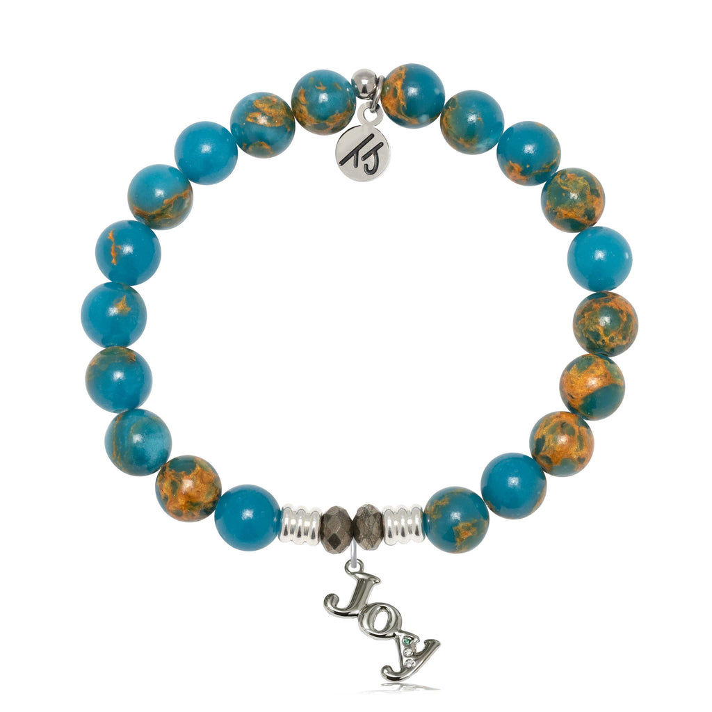 Ocean Jasper Gemstone Bracelet with Joy Sterling Silver Charm
