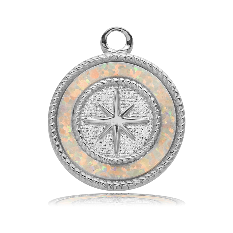 Ocean Jasper Gemstone Bracelet with North Star Sterling Silver Charm