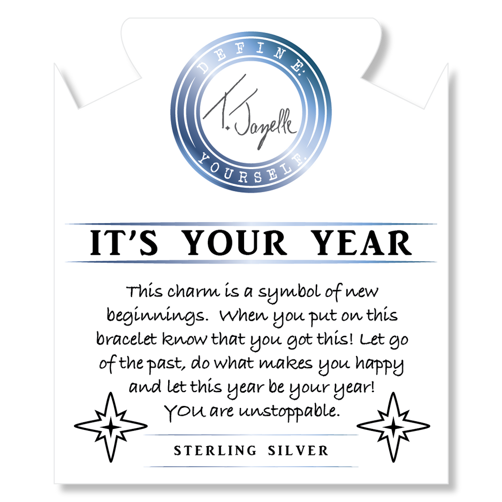 Ocean Jasper Gemstone Bracelet with Your Year Sterling Silver Charm