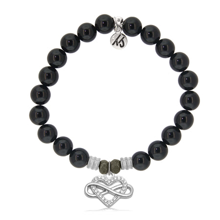 Festive Black Labradorite | Beaded Bracelet |Sparkling Grey Gemstones