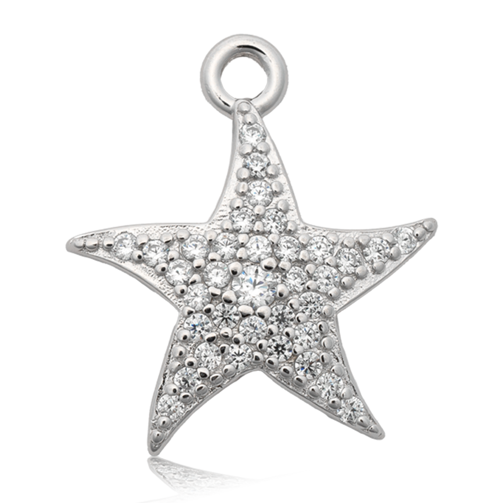 Orange Fire Agate Gemstone Bracelet with Starfish CZ Sterling Silver Charm