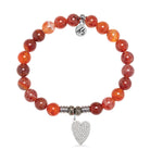 Orange Fire Agate Gemstone Bracelet with You Are Loved Sterling Silver Charm
