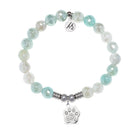 Paw CZ Charm with Aqua Agate Gemstone Bracelet