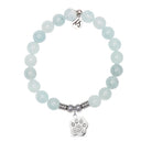 Paw CZ Charm with Blue Aquamarine Jade Gemstone Bracelet