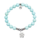 Paw CZ Charm with Blue Turquoise Gemstone Bracelet
