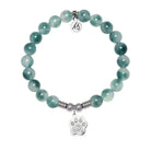 Paw CZ Charm with Teal White Jade Gemstone Bracelet