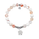 Paw CZ Charm with White Natural Agate Gemstone Bracelet