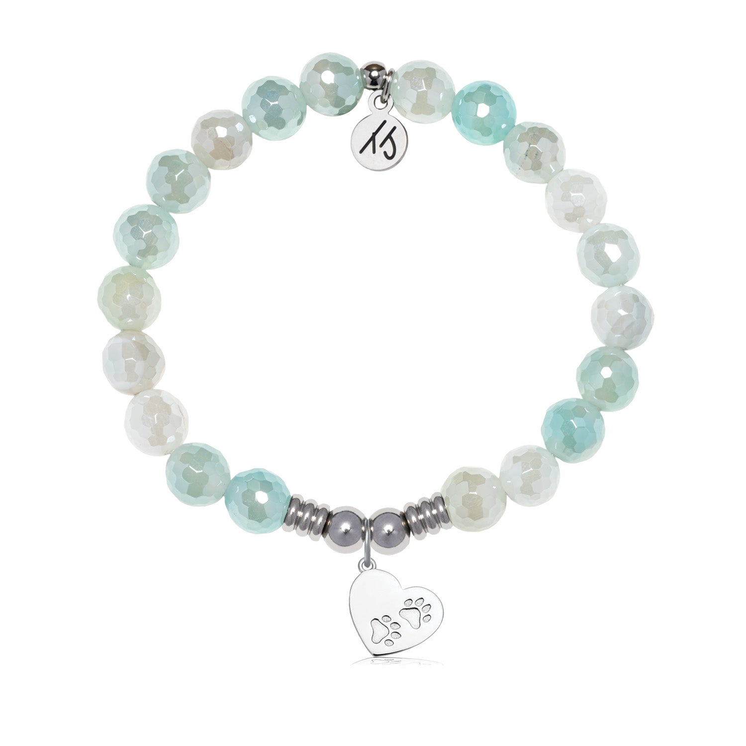 Paws of Love Charm with Aqua Agate Gemstone Bracelet