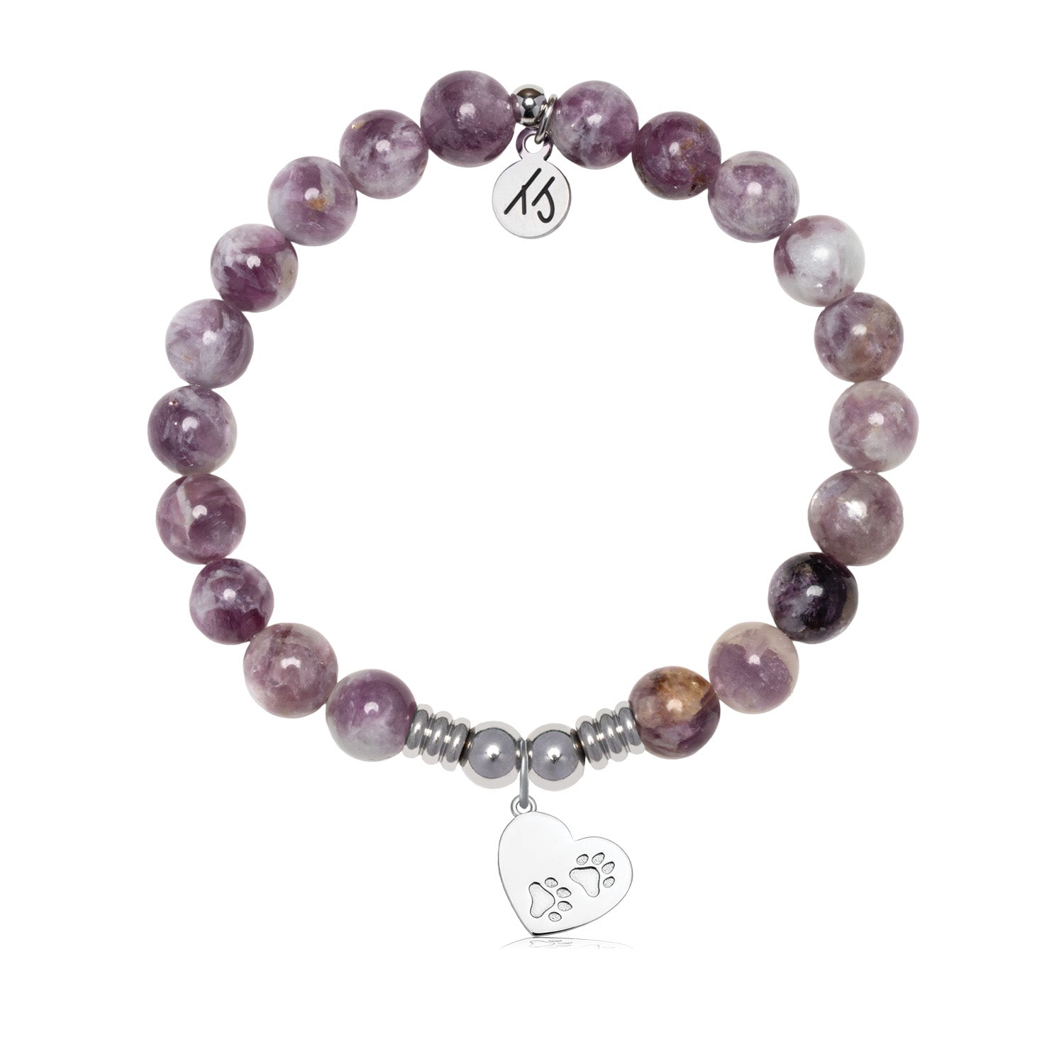 Paws of Love Charm with Lepidolite Quartz Gemstone Bracelet
