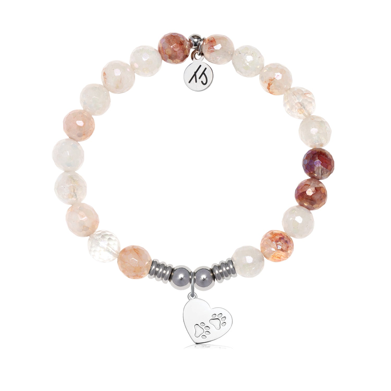 Paws of Love Charm with Strawberry Quartz Gemstone Bracelet