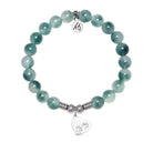 Paws of Love Charm with Teal White Jade Gemstone Bracelet
